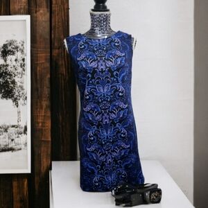 Women's Black & Blue ZIpped back Dress